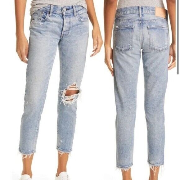 Moussy "Raleigh" distress BNWOT jeans sz 24 womens NEW designer tappered ankle - Picture 1 of 11